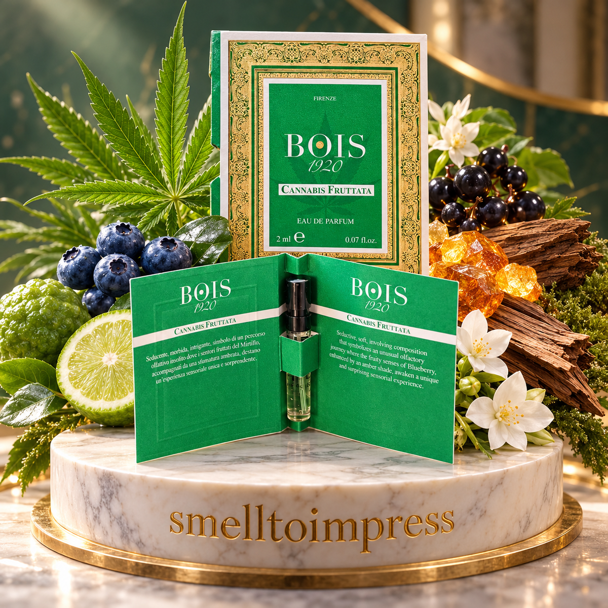 Bild einer offiziellen Parfumprobe Bois 1920 Cannabis Fruttata 2 ml
