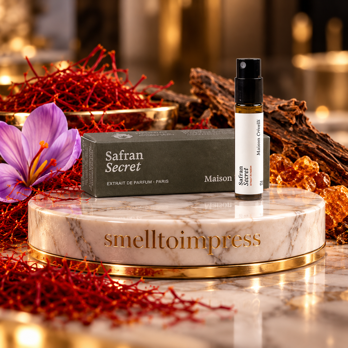 Bild einer offiziellen Parfumprobe von Maison Crivelli Safran Secret 1,5 ml