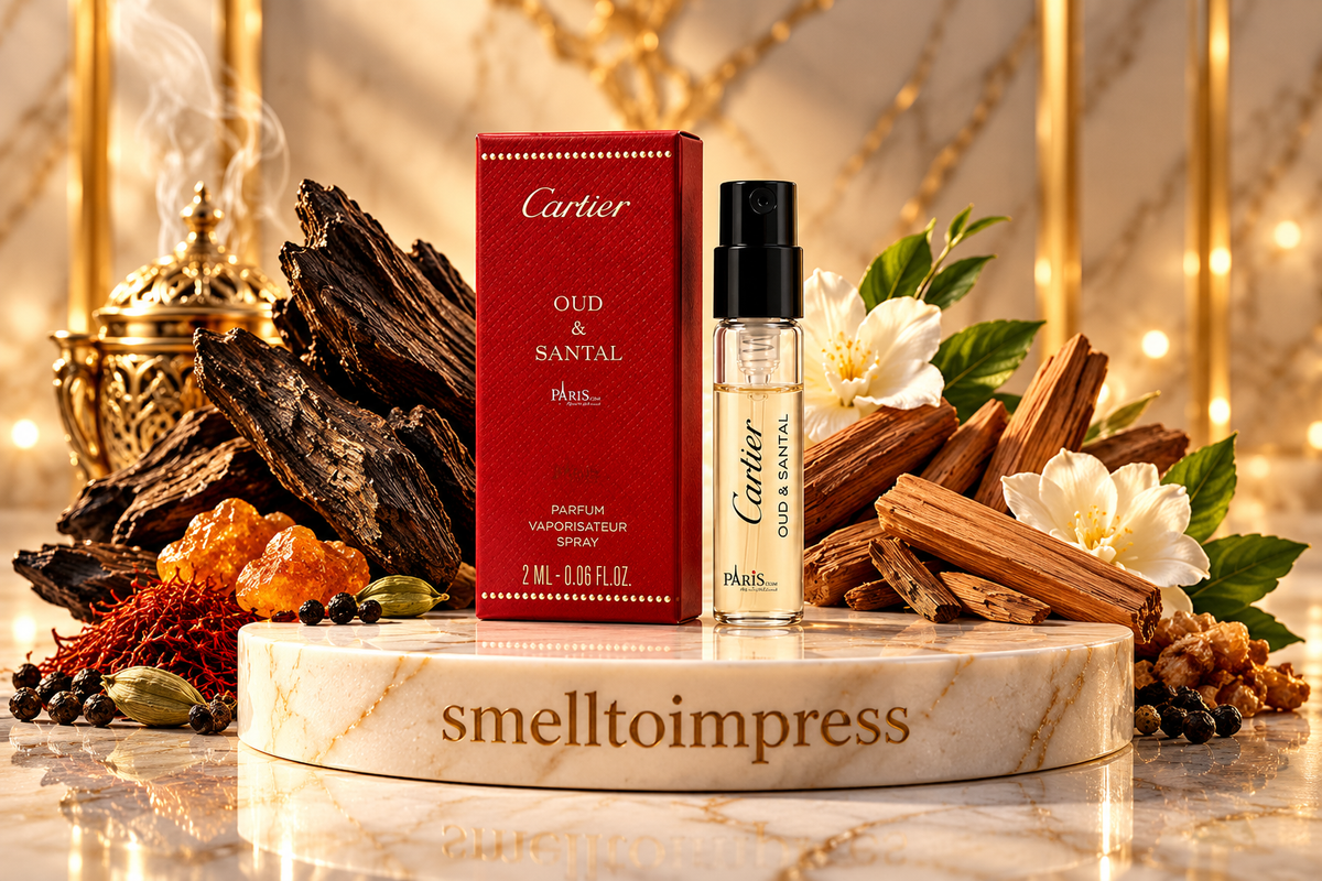 Bild von Cartier Les Heures Voyageuses Oud and Santal 1,5 ml 0,05 fl. oz. offizielle Parfumprobe