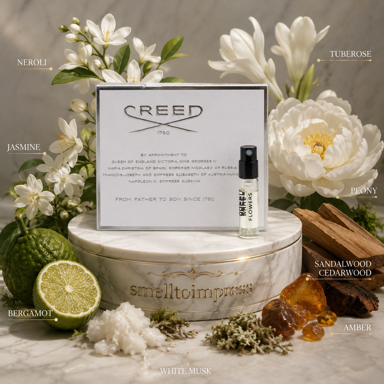Creed White Flowers offizielle Parfumprobe 2 ml 0,06 fl. oz. Duftprobe