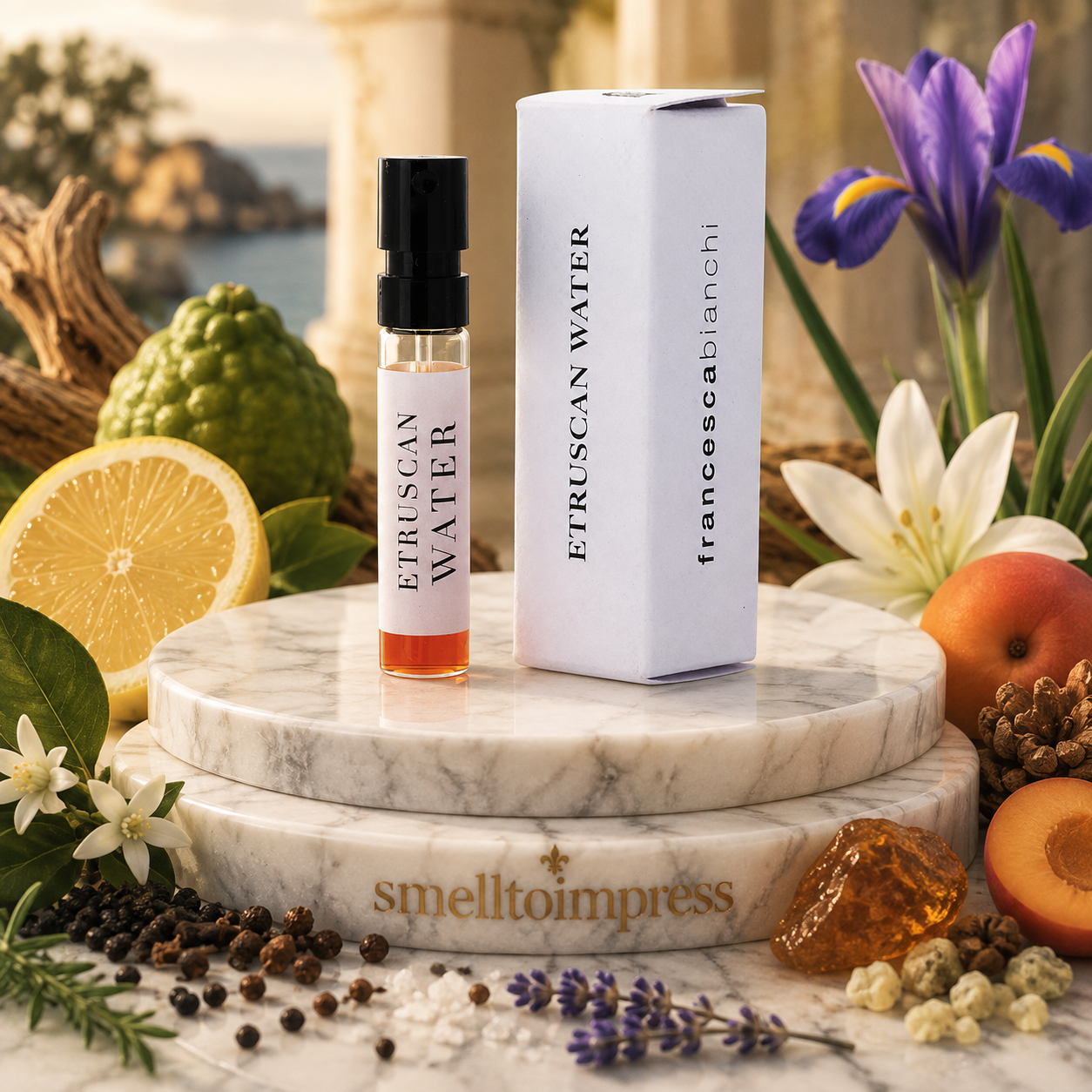 Bild der offiziellen Parfumprobe Francesca Bianchi Etruscan Water 1,5 ml 0,07 fl. oz.