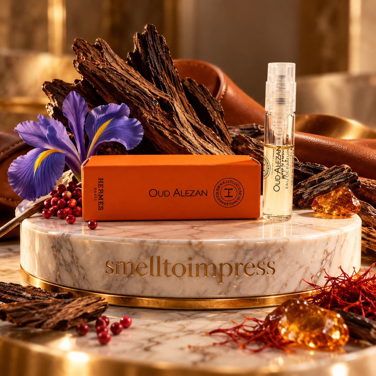 image d’un échantillon officiel de parfum Hermes Hermessence Oud Alezan 2 ml